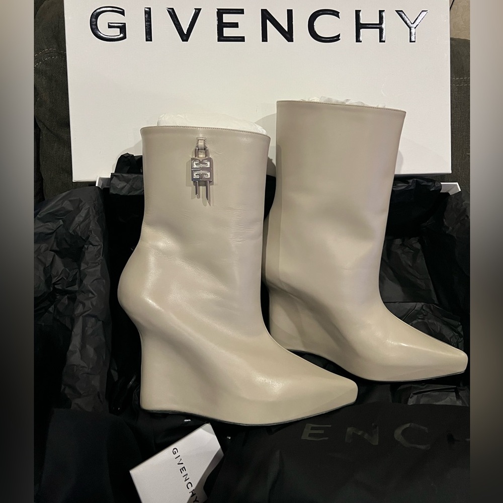 NEW Givenchy G lock low wedge boots